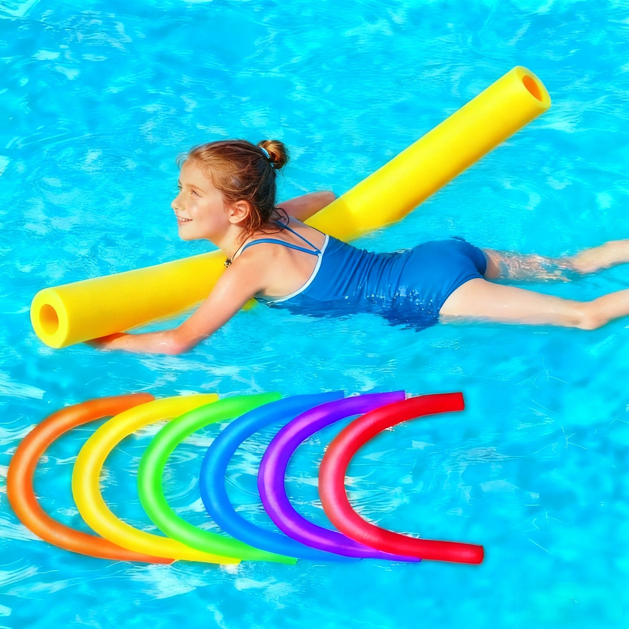 Kids-Specific Hollow Rubber-Plastic Swimming Sponge Stick - Safe Buoyancy Float Strip for Beginners & Water Play
