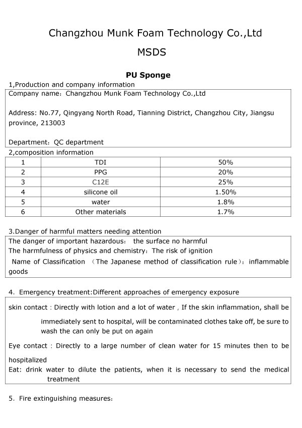 PU MSDS